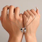 2 Pcs Beautiful Astronaut & Heart Magnetic Necklaces For Couple - Korean Jewellery For Girls