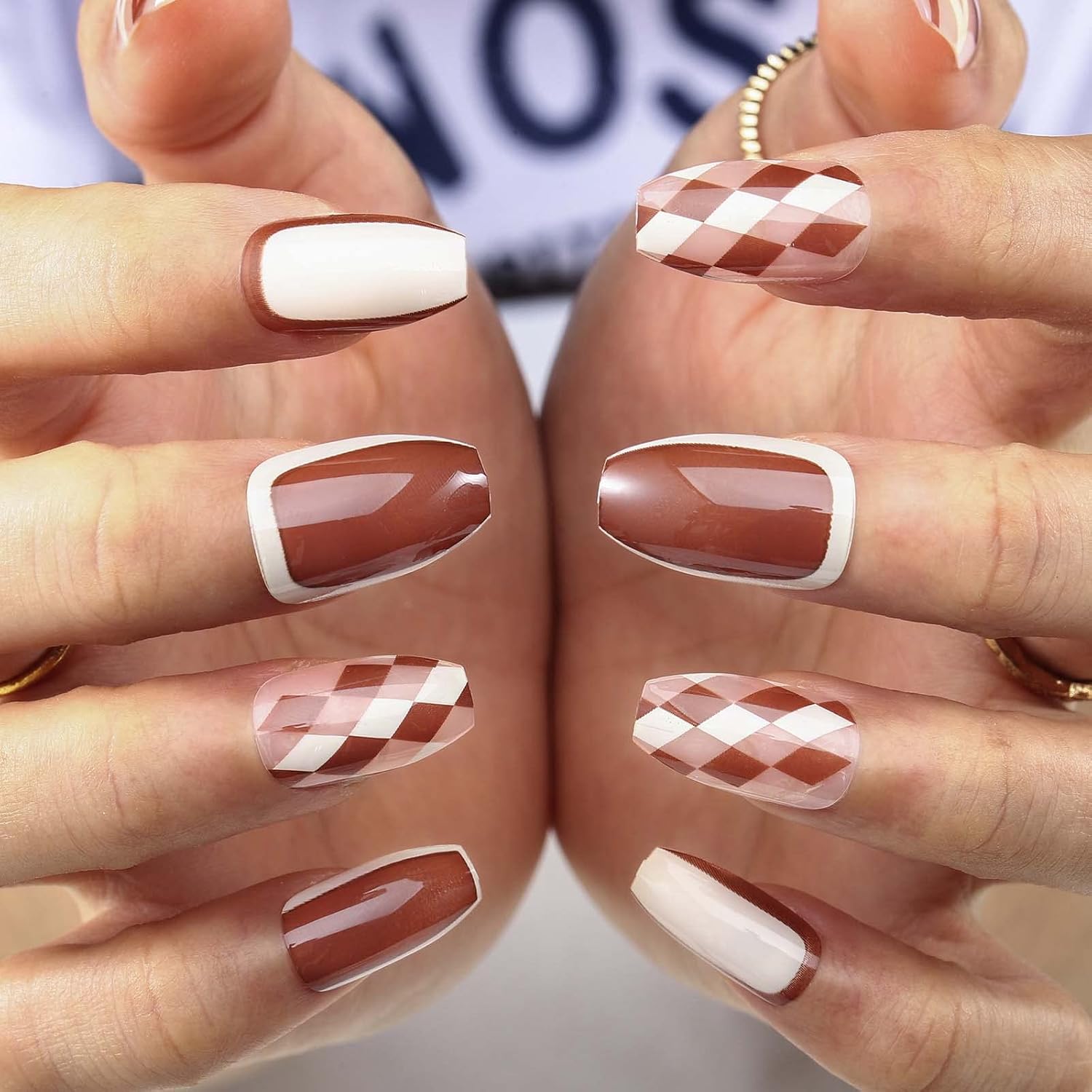 24Pcs Multicolor Long Beautiful Trendy Fake Nails (With Glue) Set For Girls - Wearable Nails Stylish Pattern Long Artificial Nails For Women