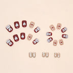 24Pcs Multicolor Beautiful Trendy Fake Nails (With Glue) Set For Girls - Wearable Nails Stylish Pattern Artificial Nails For Women