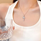 Silver Beautiful Crystal Rhinestone Star Moon Pendant Necklace Clavicle Chain Korean Style For Girls Korean Jewellery Gift
